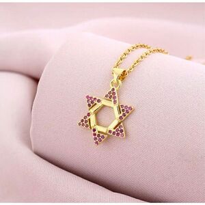Trendy Magen David Star Pendant Necklace Israel Jewish Stainless Steel Chain Sta